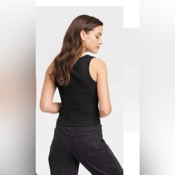 Women’s Slim Fit Scoop Neck Tank Top Black Universal Thread - Picture 3 of 8